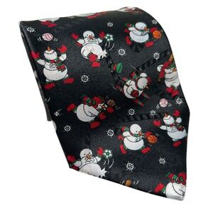 Hallmark Yule Tie Greetings Snowman Sports Christmas Necktie